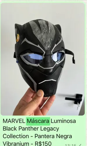 Máscara Luminosa Black Panther Legacy Collection - Pantera Negra Vibranium 