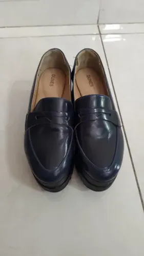 Mocassim Feminino Tam 34 Azul Marinho com Plataforma Dunes