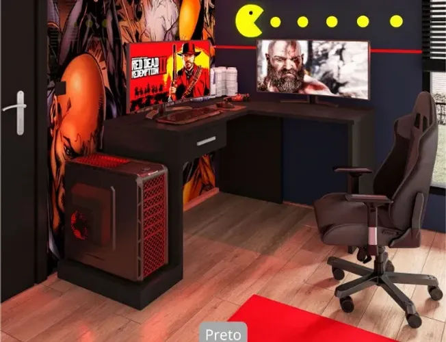 Mesa Gamer Para Computador em L Drx 9000 com 1 gaveta 