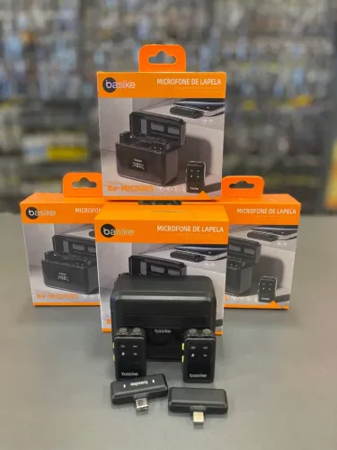 Microfone Lapela Basike Ba-MIC0005 - Sem Fio - Duplo