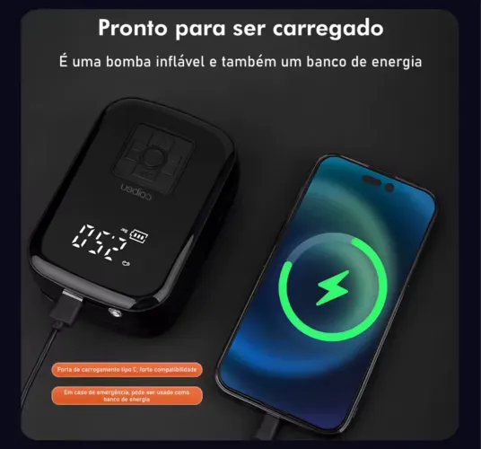 Bomba de encher pneu portátil