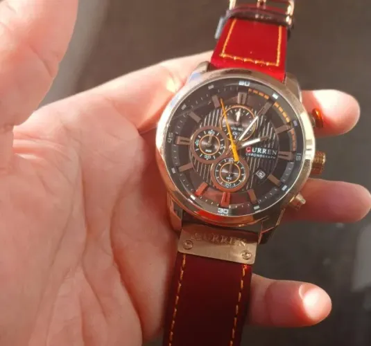 Relógio Curren Masculino com Cronógrafo 100% Funcional Couro (Original, na Caixa)