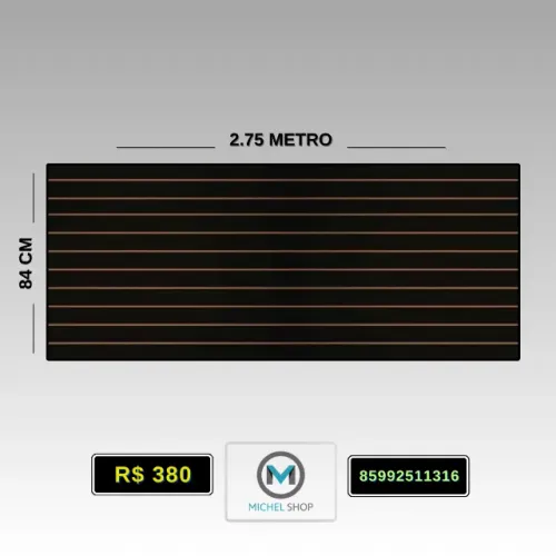 painel canaletado preto 2,75 metro 