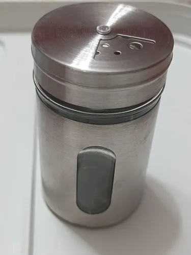 Pote de tempero em aço inox - novo
