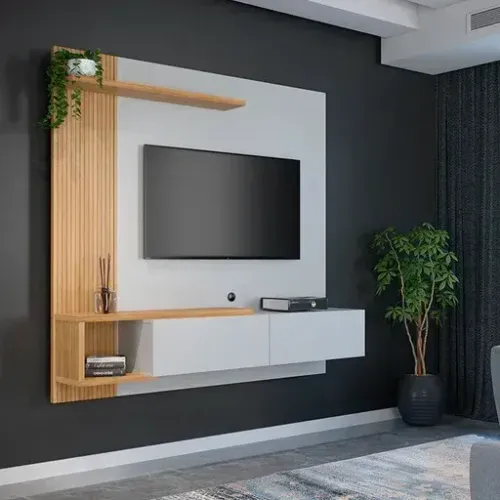 Painel Home Los Angeles Valdemoveis Off White/Cinamomo - Entrega Rápida!
