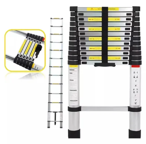 Escada telescópica 5 metros 15 degraus 150 kg reta alumínio 