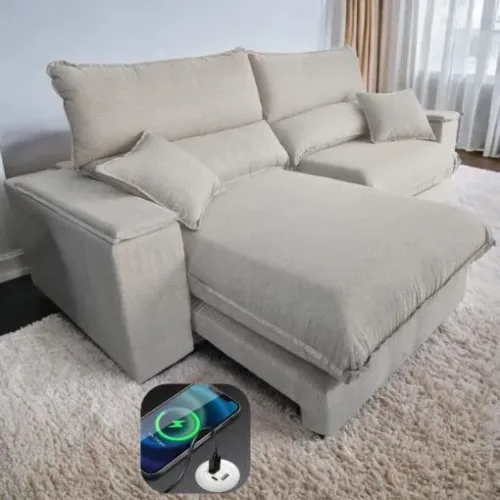 Sofá alta qualidade entrada usb Modernidade molas ensacadas!! 727yt7