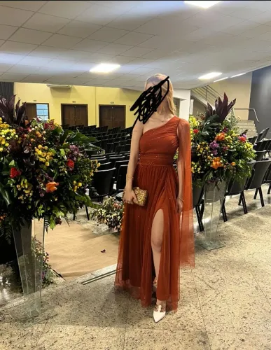 VESTIDO DE FESTA TERRACOTA