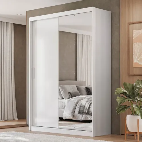 Guarda-Roupa Branco com Espelho riva