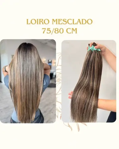 cabelo humano liso loiro mesclado