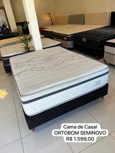 Cama Box de Casal - Base Box + Colchão LIBERTY ORTOBOM Seminovo Top - ENTREGAMOS 