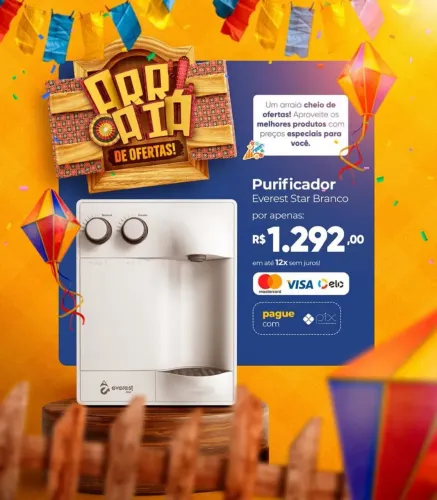 Purificador de Água Everest Star Branco - Arraiá de Ofertas!