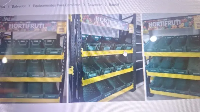 Estrutura para verdureiro de Aço Amarelo/preto  c/ 12 caixas Verde 