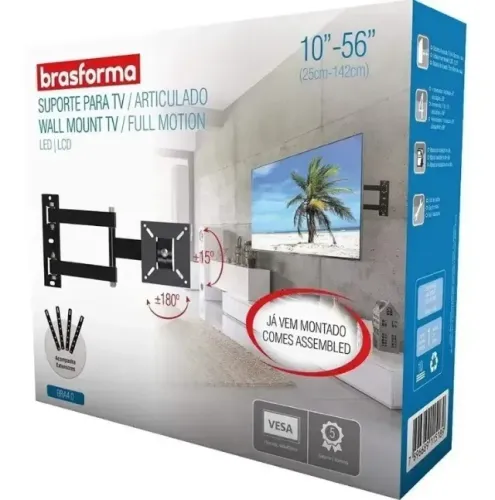 Suporte P/ Tv Led Lcd Articulavel 10 A 56 Bra 4.0