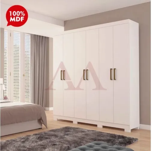 Guarda-Roupa 6 Portas 100% MDF Branco