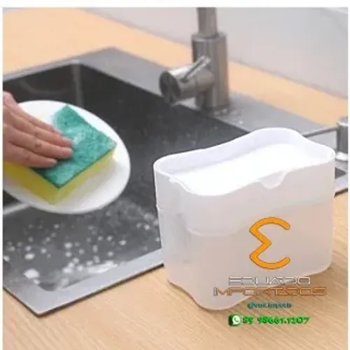 Dispenser Porta Sabão Detergente 2 Em 1 Suporte Para Esponja