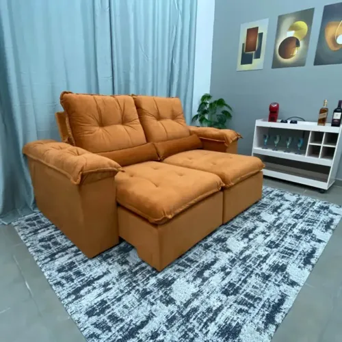 Sofá Miami 3 Lugares Retrátil e Reclinável 200cm Tecido Veludo