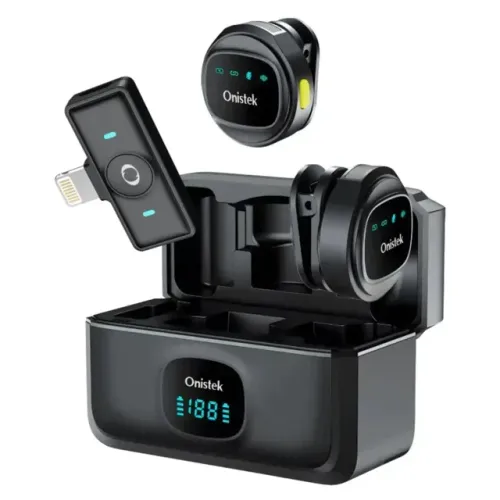 Kit Case com 2 Microfone de Lapela Sem Fio Onistek ON-MC827 Lightning iPhone - WZetta