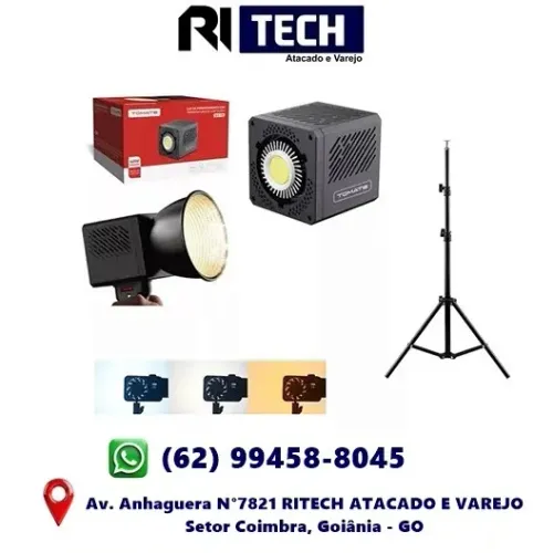 Luz de Preenchimento Cob 40W Cor Dupla 6500K Recarregável 3.400MAH Tripé Foto Vídeo