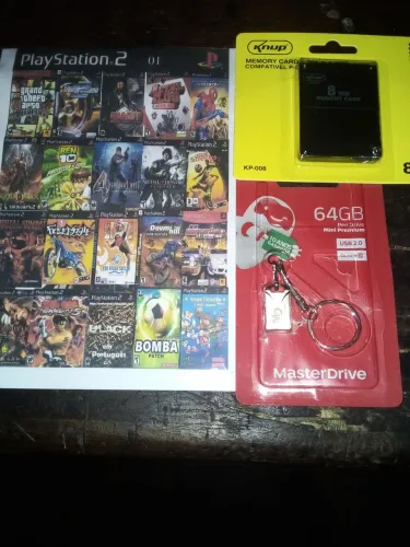 Kit para ps2 - Jogos, Memory Card e Pendrive
