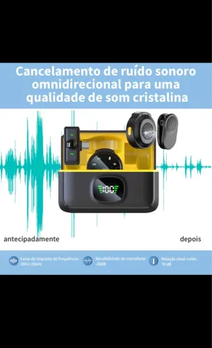 Microfone Lapela Duplo Redondo Imã Tipo C Sem Fio Usb 2