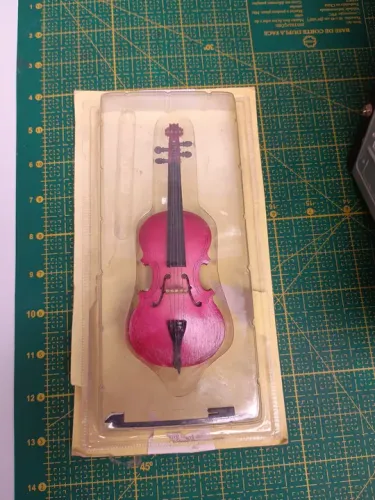 Miniatura instrumento musical violino 15 cm - peça decorativa em madeira