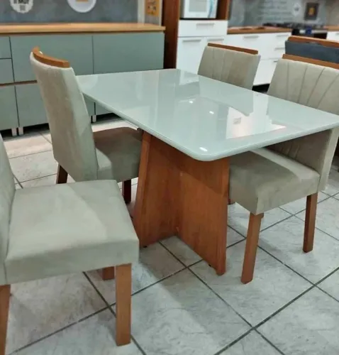Mesa de jantar 4 cadeiras tampo de vidro entrego Hoje R$ 1.599,99 a vista