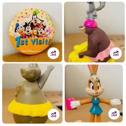 kit 3 bonecos + 1 boton disney madagascar pernalonga looney lote mickey minnie miniatura