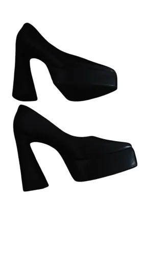 Sapato  preto salto plataforma feminino 