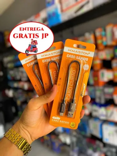 CABO CURTO HMASTON CARREGAMENTO RÁPIDO V8, TIPO C E LIGHTNING