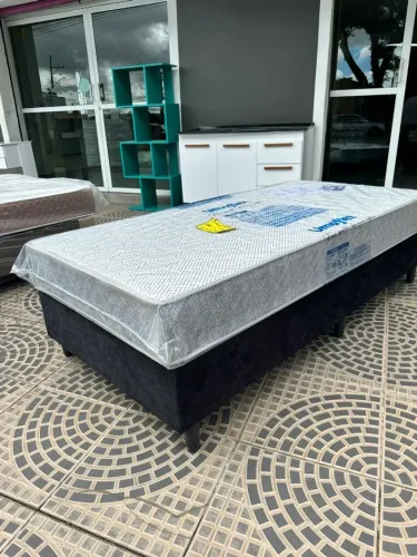 Cama box + colchao de mola ensacada solteiro