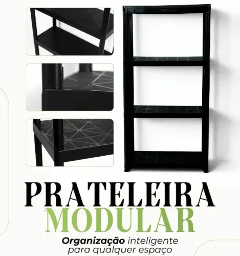 Estante de Plástico com 4 Prateleiras   Estante de plástico desmontável  Fabricante Toppla
