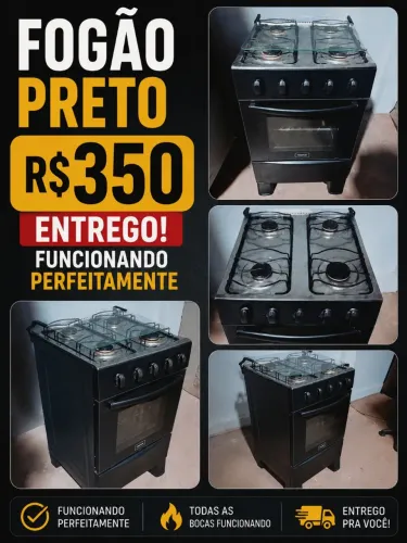 Fogão 4 bocas funcionando tudo entrego