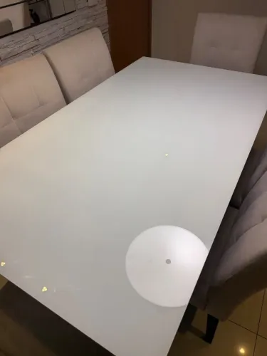 Mesa jantar 6 lugares tampo de vidro