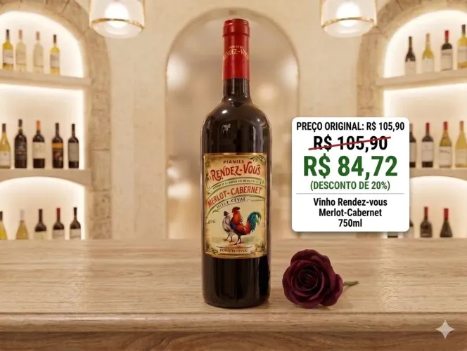 Vinho Francês Rendez-Vous Merlot-Cabernet 750ml - Raridade