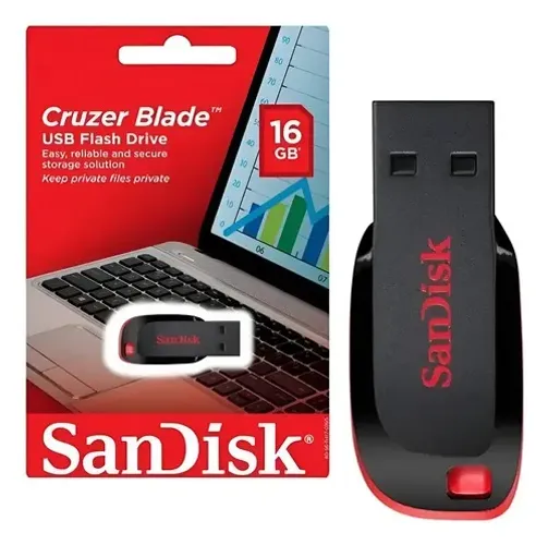 02 Pendrives 16GB Sandisk Cruzer Blaze (NOVO)