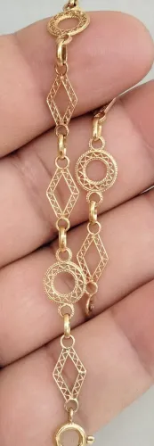 Pulseira feminina ouro 18k - 18cm