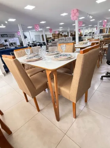 Mesa De Jantar Jasmin Capri 4 cadeiras Rubi 120x80cm -FAZEMOS ENTREGA!