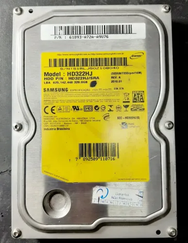 Hd Samsung 320gb Sata HD322hj 7200 rpm 3.5 Desktop Usado
