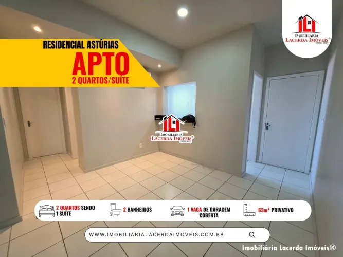 Condomínio Astúrias/ 02 Qts/ Suite/ 2º Andar/ 63m²/ 01 Vaga