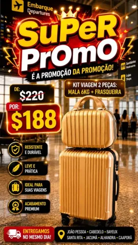 Kit 2 peças: mala 6kg+ frasqueira Super PrOmO
