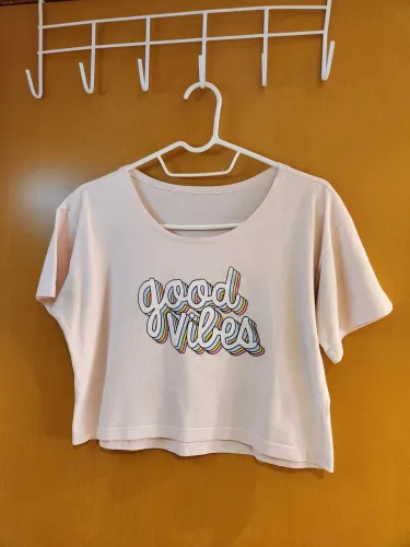 Cropped rosa bebê<br>Tamanho P