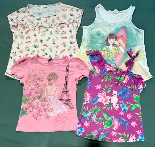 Kit com 4 Blusinhas Menina Tam 12