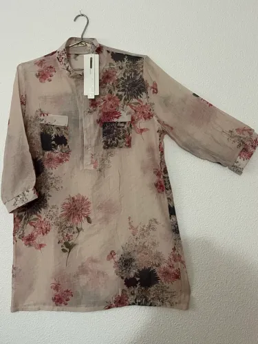 Blusa chemise rosa floral importada - XXL - NOVA