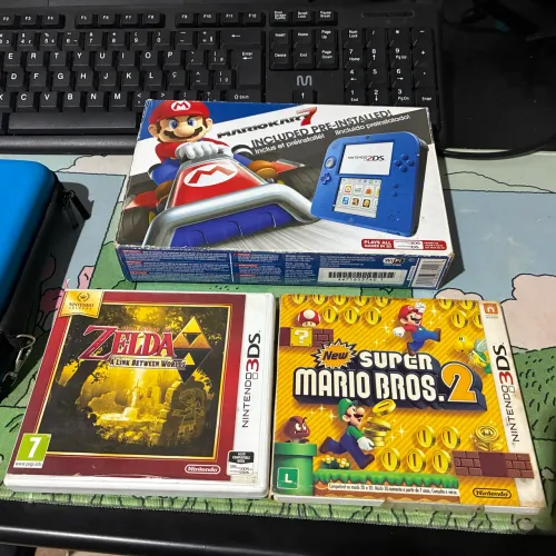 Nintendo 2ds edição mario kart completo - impecável + jogos originais - desbloq