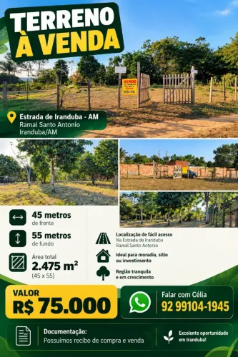 VENDE-SE TERRENO EM IRANDUBA - AM