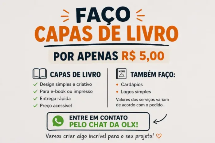 Capas de livros e cardápios