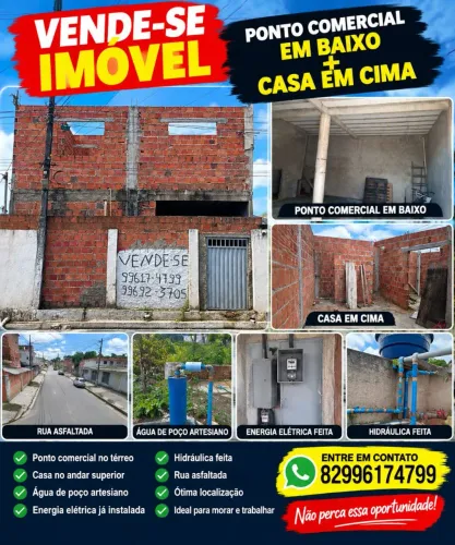 Casa com ponto comercial em baixo 