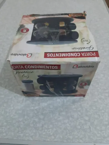 Porta Temperos Giratório com 6 Potes de Vidro