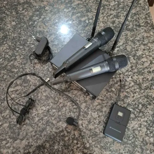 Microfones sem fio Somlimi 2 Bastões + Body Pack + Headset